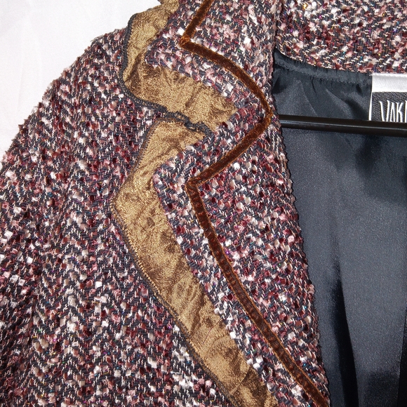 YAK MAGIK Multi Colored Tweed Sparkly Evening Jacket With Ruffled Hem Womns XL - Picture 3 of 13